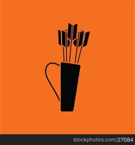 Quiver with arrows icon. Orange background with black. Vector illustration.