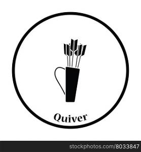 Quiver with arrows icon. Thin circle design. Vector illustration.