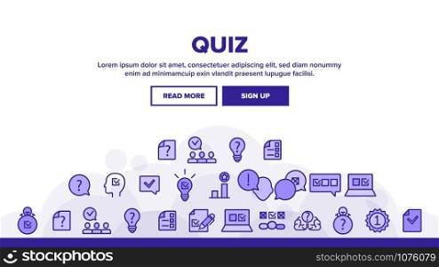 Quiz Game Landing Web Page Header Banner Template Vector. Question And Answer, Questionnaire And Information, Quiz Test And Think Illustration. Quiz Game Landing Header Vector
