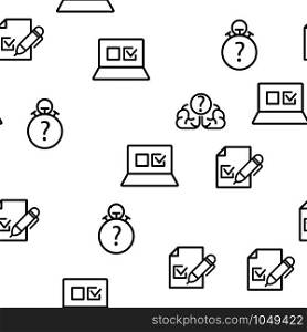 Quiz Game Vector Seamless Pattern Thin Line Illustration. Quiz Game Vector Seamless Pattern