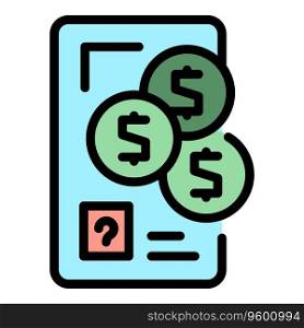 Quiz money phone icon outline vector. Word education. SHow ask test color flat. Quiz money phone icon vector flat