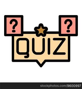 Quiz problem icon outline vector. Word education. Poster show color flat. Quiz problem icon vector flat