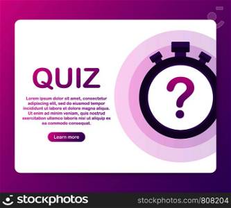 Quiz. Quiz online on laptop. The concept is the question with the answer. Vector stock illustration.