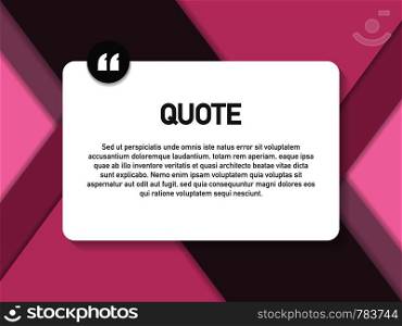 Quote background vector. Creative Modern Material Design Quote template. Vector stock illustration.