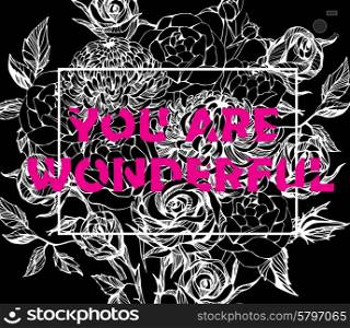 Quote Background with beautiful flowers. Typography background. Decorative floral elements. beautiful flower background art