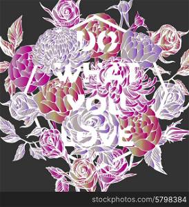Quote Background with beautiful flowers. Typography background. Decorative floral elements. beautiful flower background art