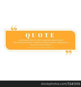Quote blank frame vector template. Orange speech bubble. Quotation, citation text box design. Rectangle with rounded and sharp edges empty textbox background for message, comment, note