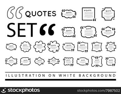 Quote blank template. Quote blank template. Vector set illustration on white background