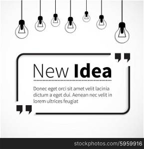 Quote bubble, quote marks, quotation marks, quote box, get a quote. Phrase new idea in quotes on white. Text poster, message typography, motivation wisdom, saying and note, quotation and inspire.