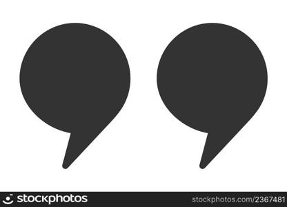 Quote icon. Black comma double vector. Blockquote text element symbol.