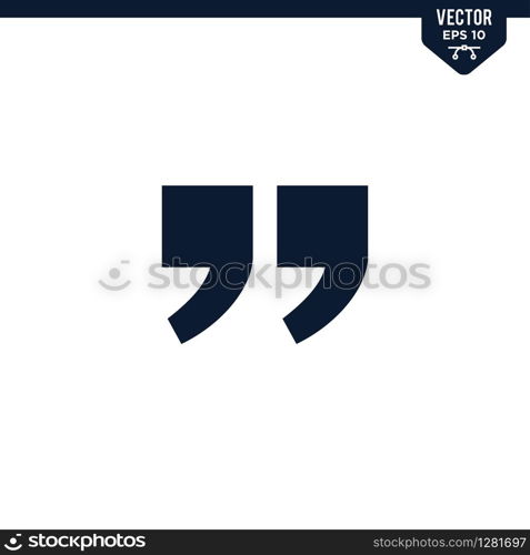 quote icon collection in glyph style, solid color vector