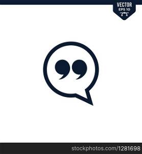 quote icon collection in glyph style, solid color vector