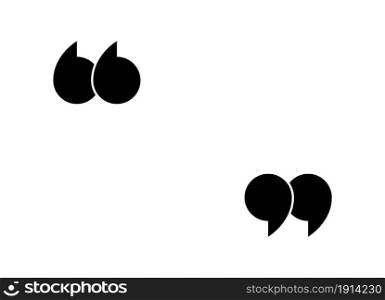 Quote icon. Mark for quotation, speech and citation. Double comma and inverted double comma. Black symbol for bubble, discussion and text. Graphic logo for open and end of chat. Vector.. Quote icon. Mark for quotation, speech and citation. Double comma and inverted double comma. Black symbol for bubble, discussion and text. Graphic logo for open and end of chat. Vector