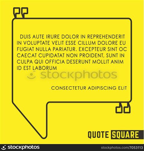 Quote speech text box. Quote form, speech text box. Vector illustration.