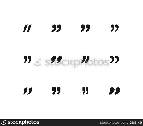 Quotes icons collection. Quote marks vector icons, isolated on white background. Quotation marks set. Vector illustration.