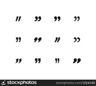 Quotes icons collection. Quote marks vector icons, isolated on white background. Quotation marks set. Vector illustration.