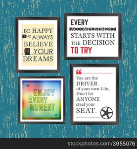 Quotes motivation frame. Quotes motivation frame. Quote motivational square template. Inspirational quotes. Text box layout. Vector illustration.