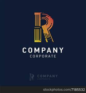 R company logo design with visiting card vector