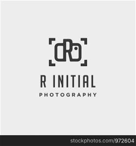 r initial photography logo template vector design icon element. r initial photography logo template vector design