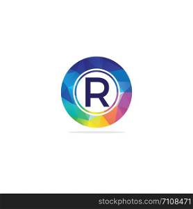 R Letter colorful logo in the hexagonal. Polygonal letter R