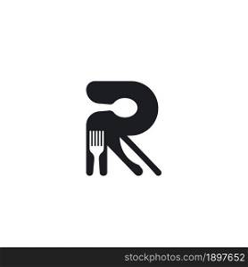 R letter for restaurant icon vector with element fork,spoon and knife design template web
