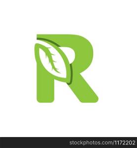 R Letter logo leaf concept template design