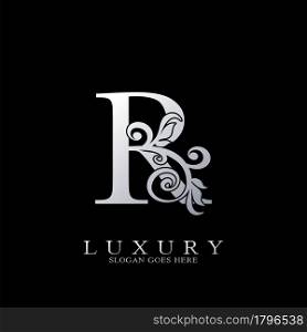 R Letter Logo Monogram Luxury Initial Logo vector template design silver.
