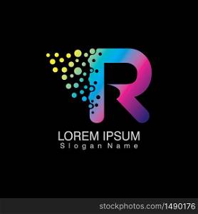 R Letter Logo with dots gradient design. company Alphabet vector template