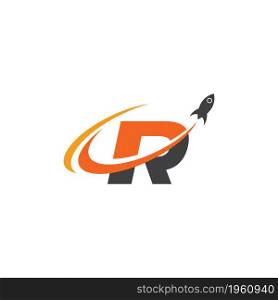 R Letter with Rocket Vector icon design illustration Template