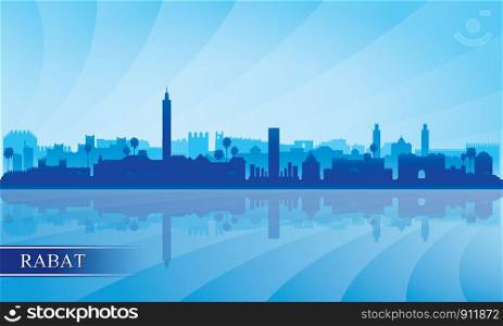 Rabat city skyline silhouette background, vector illustration