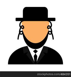 Rabbi flat icon. Jewish man isolated on white background. Rabbi flat icon
