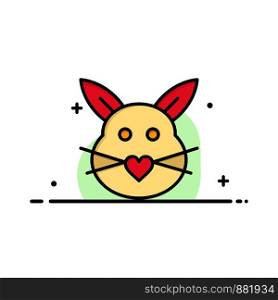 Rabbit, Bunny, Love, Cute, Easter Business Flat Line Filled Icon Vector Banner Template