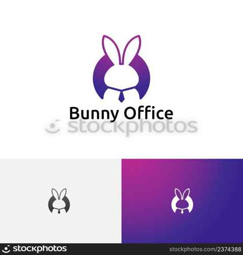 Rabbit Bunny Office Work Boss Employee Negative Space Logo
