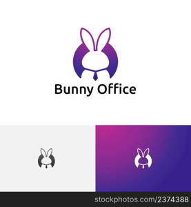 Rabbit Bunny Office Work Boss Employee Negative Space Logo