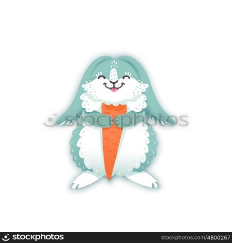 Rabbit cartoon eating a carrot. Funny bunny. Cute hare. Vector illustration. Rabbit cartoon eating a carrot. Funny bunny. Cute hare. Vector illustration grouped and layered for easy editing