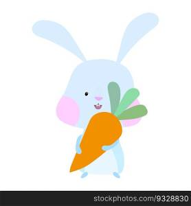 Rabbit character design. Cute white bunny with carrot. Rabbit cartoon. Vector illustration. stock image. EPS 10.. Rabbit character design. Cute white bunny with carrot. Rabbit cartoon. Vector illustration. stock image.