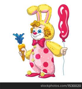 Rabbit clown kid icon. Cartoon of rabbit clown kid vector icon for web design isolated on white background. Rabbit clown kid icon, cartoon style