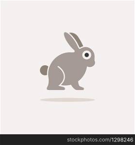 Rabbit. Color icon with shadow. Animal glyph vector illustration