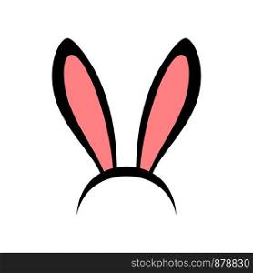 Rabbit ears head accessories vector icon. Pink and black cute bunny ears. Rabbit ears head accessories
