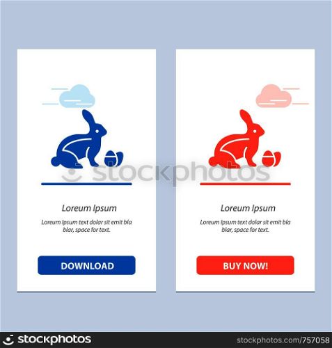 Rabbit, Easter, Baby, Nature Blue and Red Download and Buy Now web Widget Card Template