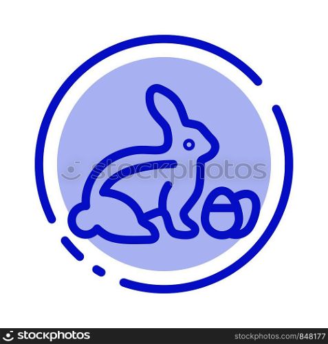 Rabbit, Easter, Baby, Nature Blue Dotted Line Line Icon