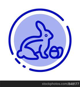 Rabbit, Easter, Baby, Nature Blue Dotted Line Line Icon