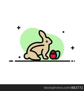 Rabbit, Easter, Baby, Nature Business Flat Line Filled Icon Vector Banner Template