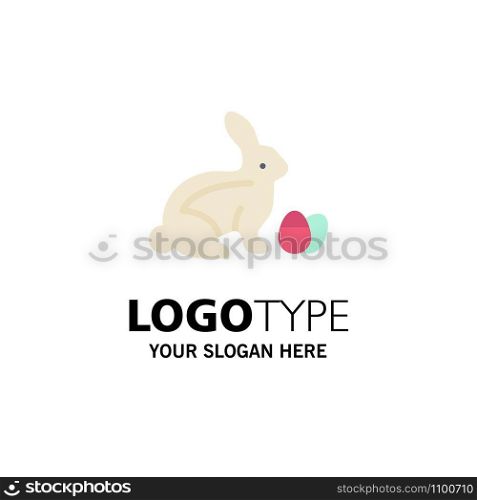 Rabbit, Easter, Baby, Nature Business Logo Template. Flat Color