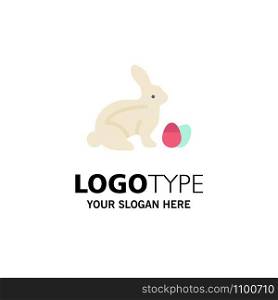 Rabbit, Easter, Baby, Nature Business Logo Template. Flat Color