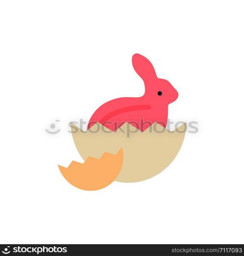 Rabbit, Easter, Baby, Nature Flat Color Icon. Vector icon banner Template