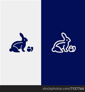 Rabbit, Easter, Baby, Nature Line and Glyph Solid icon Blue banner Line and Glyph Solid icon Blue banner