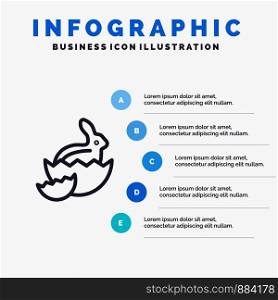 Rabbit, Easter, Baby, Nature Line icon with 5 steps presentation infographics Background