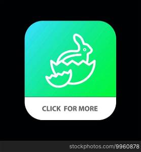 Rabbit, Easter, Baby, Nature Mobile App Button. Android and IOS Line Version