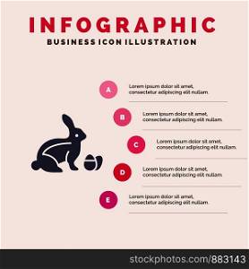 Rabbit, Easter, Baby, Nature Solid Icon Infographics 5 Steps Presentation Background